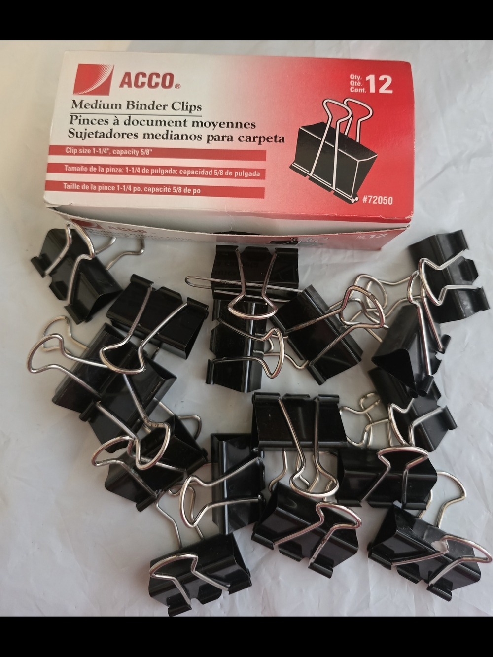 ACCO Medium Black Binder Clips - 30 Count New